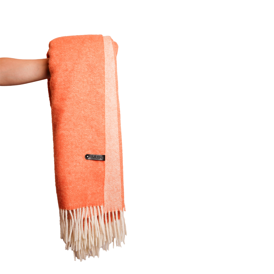 Premium Pleed 100% Vill Oranž-Valge